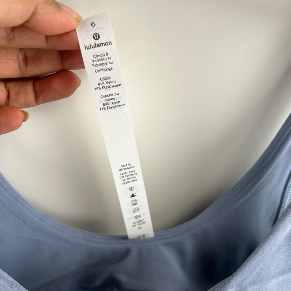 Lululemon Align Tank Chambray Baby Blue Crop Size 6 NEW - Picture 4 of 8